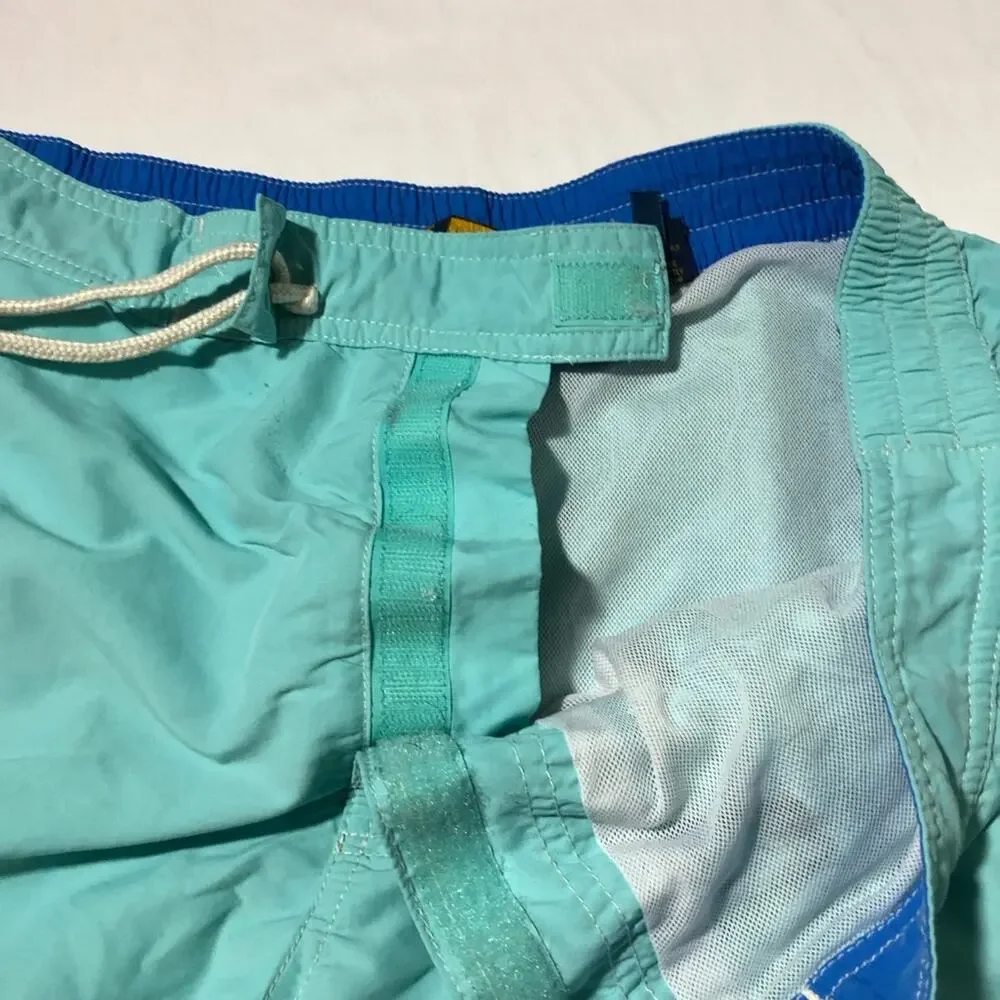Polo Ralph Lauren mens L bathing suit turquoise blue drawstring waist pockets